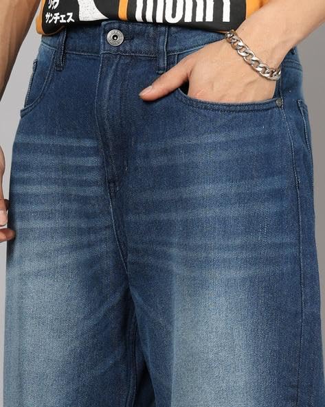 Image of M Q Denim Men Loose Fit Denim Jeans | Whisker Spray | Mid Rise & Pure Cotton | Daily Casual Wear
