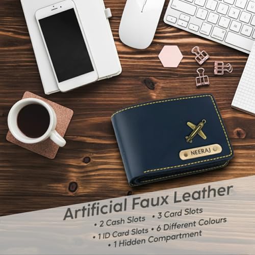 Image of Personalized Wallet for Men with Name | Vegan Leather Wallet and Engraved Pen Combo | Gift for Boyfriend, Husband, Brother
