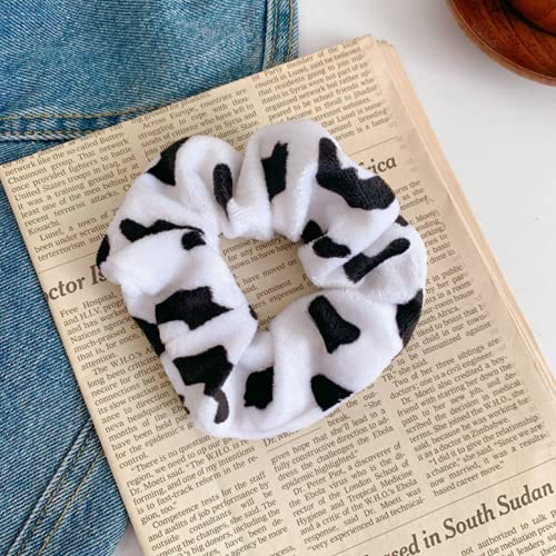 2 PCS Cow Pattern Velvet Hair Scrunchie,Ponytail Holders Elastic Hair Ties Rope Headwear Hair Accessories for Girls and Women image 2