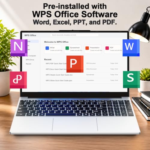 Image of 15.6-inch laptop,8GB DDR 256GB SSD expandable to 1TB,portable laptop computer, AMD CPU up to 3.2 GHz, Numeric Keypad,10000mAh battery,USB3.0 interface,WiFi5,BT4.2, webcam, Type-C,Numpad,slim laptops
