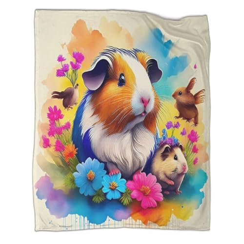 Couverture cochon d'Inde 3D en peluche microfibre douce pour lit 180x200cm
