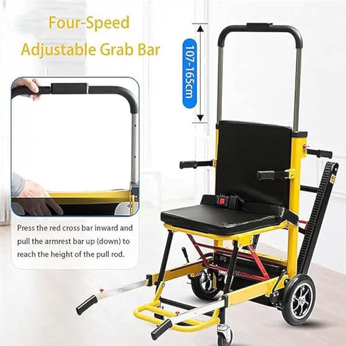 Carrello elettrico per salire le scale, design pieghevole portatile per carichi pesanti fino a 172,4 kg, ideale per attrezzature mediche e assistenza alla mobilità