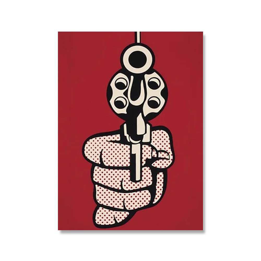 QSDTGHUIKP Pop Roy Lichtenstein Poster《The Hand》Canvas Painting Abstract Wall Art Roy Lichtenstein Prints Modern Picture for Home Decor 16x24inx1 Frameless