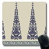  Mousepads Floral Border Indian Horizontal Persian Paisley Scarf Carpet Vintage Abstract Antique Oblong Shape 7.9 x 9.5 Inches Oblong Gaming Mouse Pad Non-Slip Mouse Mat
