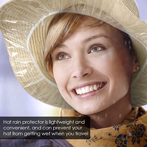 Image of Funtery 20 Pcs XXL Cowboy Hat Cover Plastic Hat Rain Cover Clear Dust Waterproof Hat Protectors for Storage Keep from Rain Snow