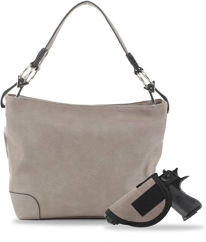 Lydia Concealed Carry Lock and Key Hobo Handbag Grey