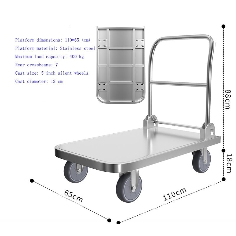 Carretillas manuales Plegables de Plataforma Carro Multifuncional de Plataforma con Ruedas 5 Pulgadas for camión Comida y Remolque