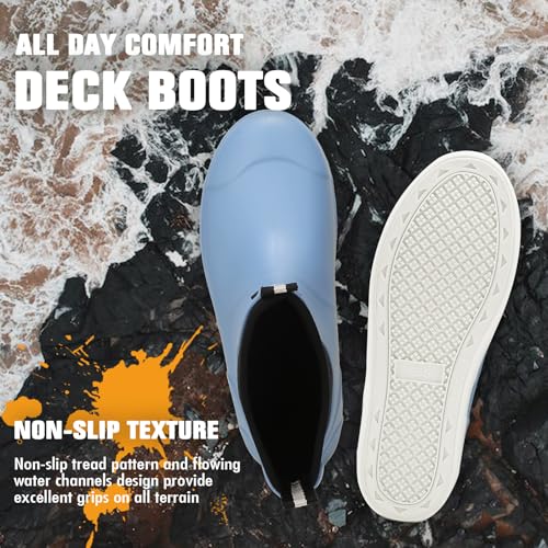 Image of Men's Deck Boots, Deck Shoes Waterproof Rain Boots, Saltwater Fishing Ankle Boots, Non-Slip Rubber Garden Muck Boots for Gardening Boating Camping Sailing Fishing