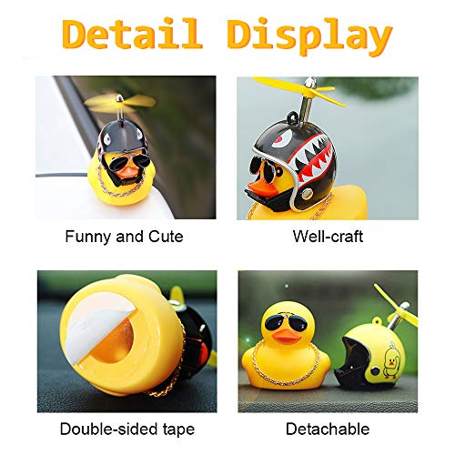 Image of wonuu Rubber Duck Car Decorations Cute Yellow Duck Car Dashboard Ornaments with Propeller (W-8&Black)