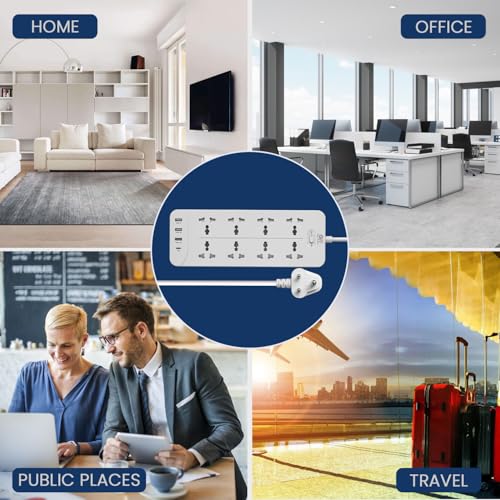 Image of GIGAWATTS 12-in-1 Power Extension Board with 8 Universal Sockets, 12W Type-C PD & 3 USB Fast Charging Ports 2500W 10A 2M Heavy Duty Cable 250V Fireproof Child-Safe Surge Protector (6 Months Warranty)