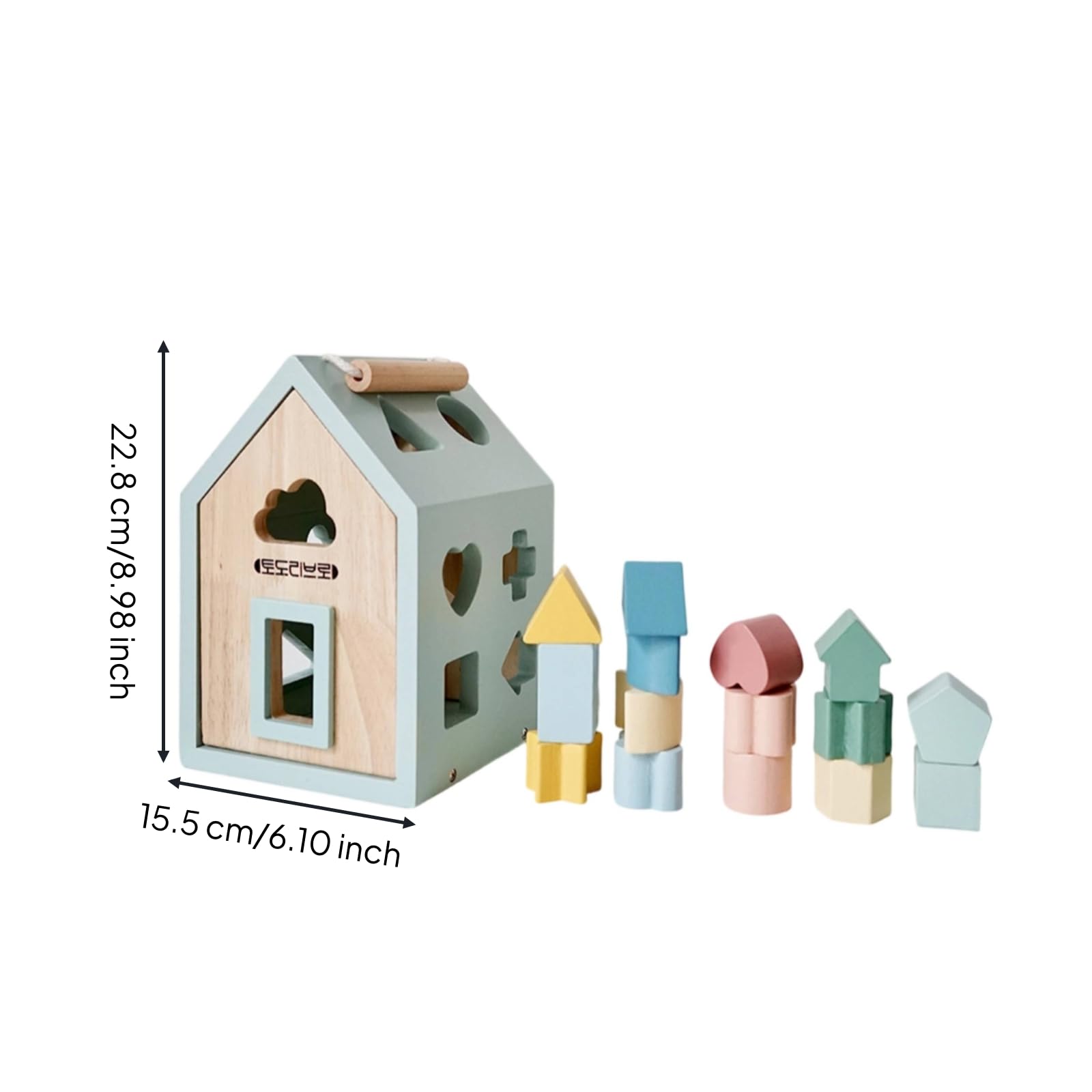 Rompecabezas Geométrico Infantil Casa Clasificadora Bloques Figuras Juguete Madera Portátil Adecuado para Habilidades Motoras Finas Aula Preescolar Rincón de Juego Regalo Infantil