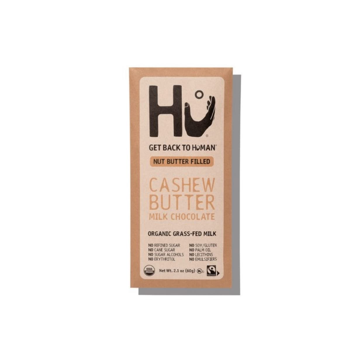 HU Organic Cashew Butter Filled in Milk Chocolate Bar, Gluten Free, No Refined Sugar, 2.1 Ounces (Pack Of 6)