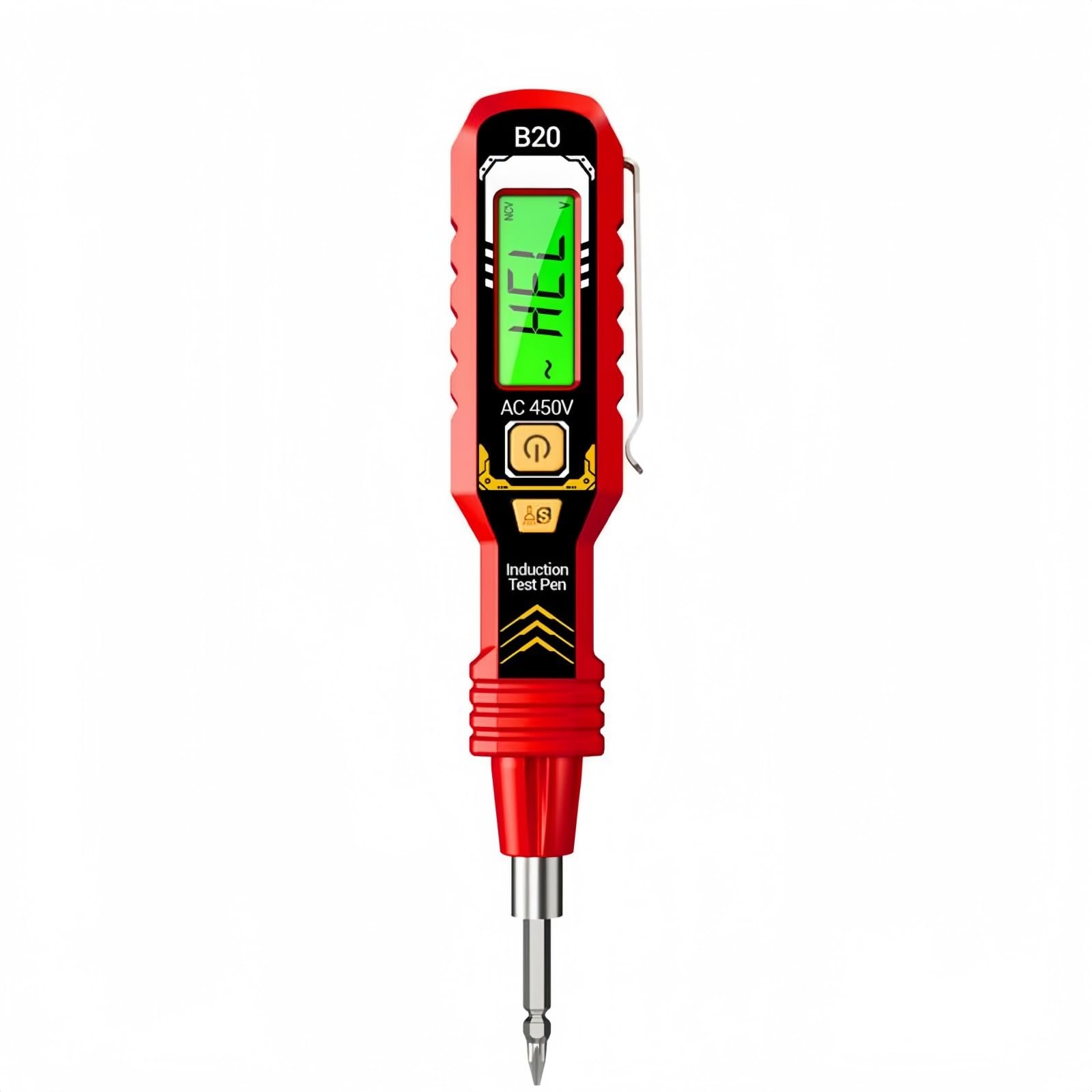 2-in-1 High Torque Strong Magnetic Screwdriver Electricity Detector,Intelligent Non-Contact Voltage Tester Pen & Screwdriver Set,Electric Tester Pen With Digital Display,Red