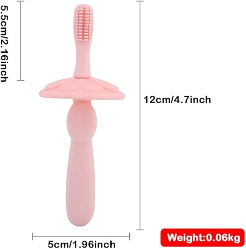 Vista 9 de Cepillo de dientes para niños pequeños de 1 a 2 años, cepillo de dientes para bebés de 6 a 12 meses, cepillo de dientes para bebés con 6 cerdas Verde