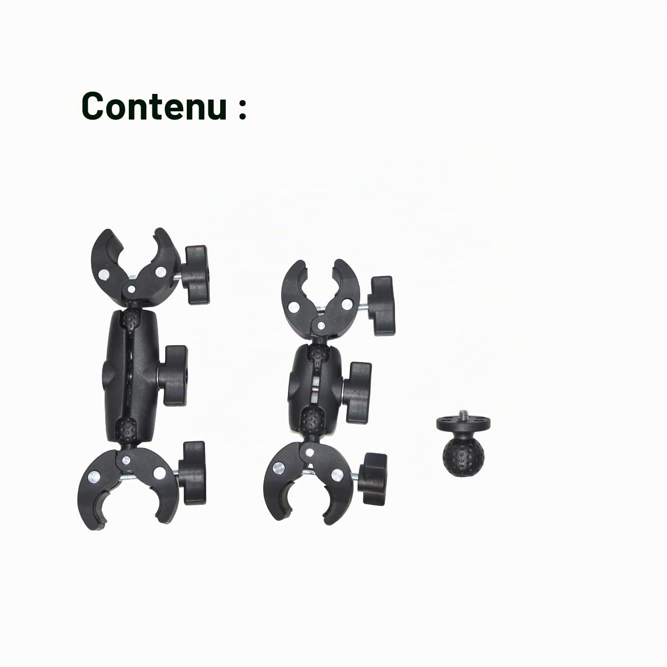 Kit de Montage Moto pour Insta360 X5, X4, x3, One RS, pour GoPro Hero 13, Hero 12, Hero 11, avec Double Pince, Angle réglable, matériau Aluminium, système de Montage Stable