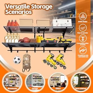 Garagewallshelvingwithhooks2pack164x6ftgaragestoragerackloads1050lbs20inchby72inchheavydutywallshelves20x72garagewallshelfblack  Urban Country Home Decor Garage wall shelving with hooks2 pack 164 x 6ft garage storage rackloads 1050 lbs 20 inch by 72 inch heavy duty wall shelves20 x 72 garage wall shelfblack  urban country home decor