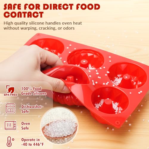 Image of HKNMTT 2Pcs Mini Fluted Cake Pans 6-Cavity Non Stick Buntz Pan BPA Free
