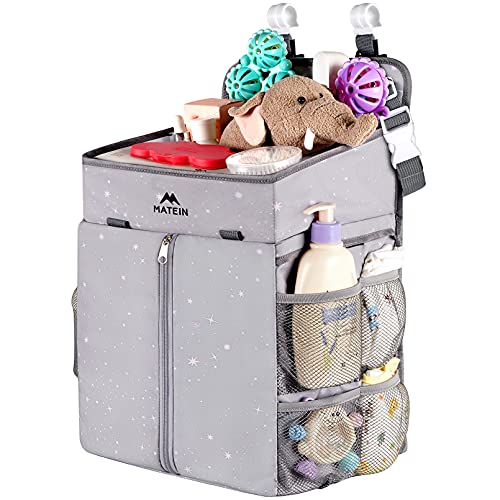 MATEIN Hanging Diaper Caddy, Portable Diaper Organizer Stacker, Nursery Storage for Changing Table, Crib, Playard or Baby Bed Stroller – Gifts for New Mom after Birth