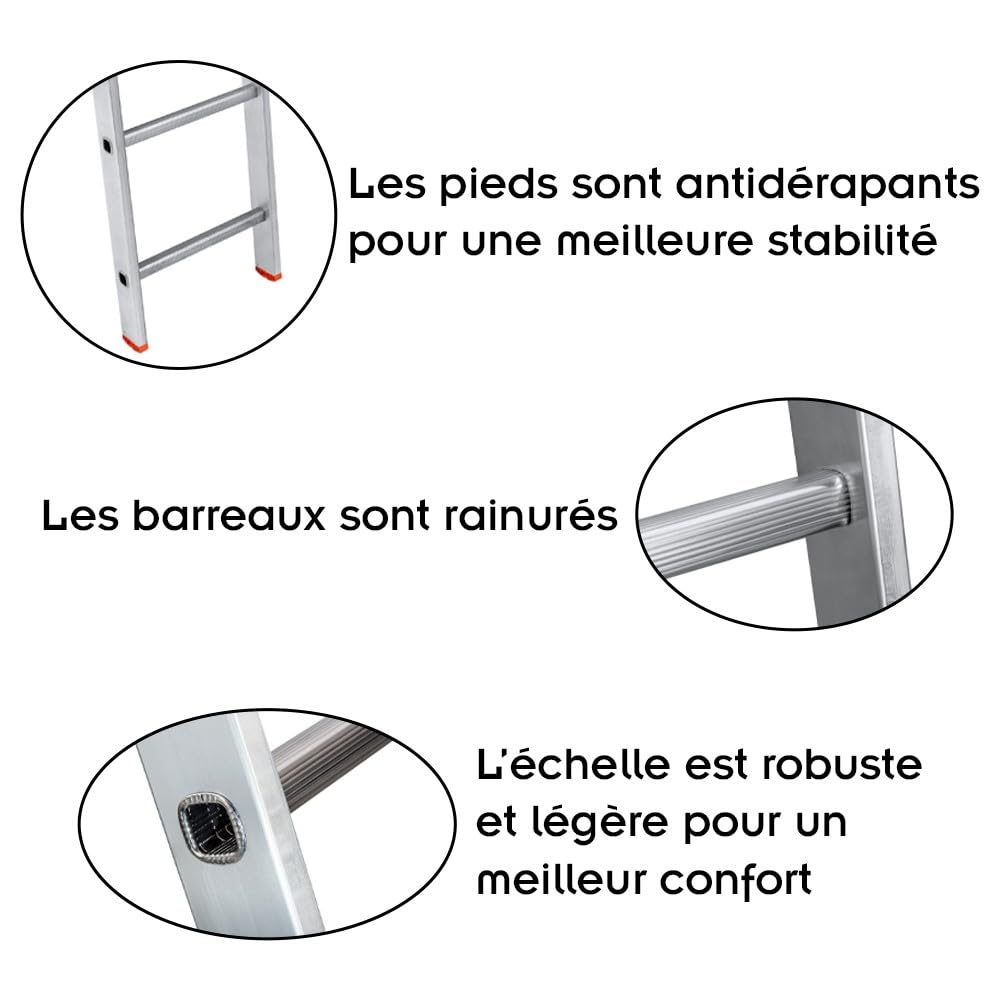 Xtra Echelle Simple en Aluminium 9 marches