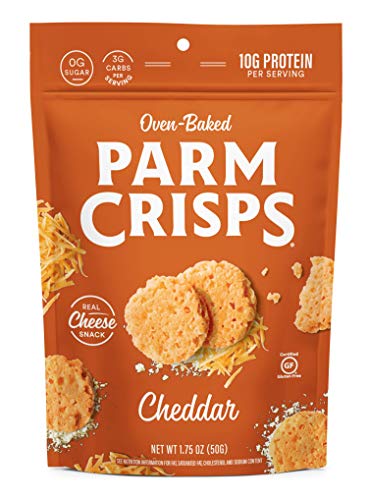 ParmCrisps - Cheddar Cheese Crisps, Made Simply with 100% REAL Cheese | Healthy Keto Snacks, Low Carb, High Protein, Gluten Free, Oven Baked, Keto-Friendly | 1.75 Oz (Pack of 6)