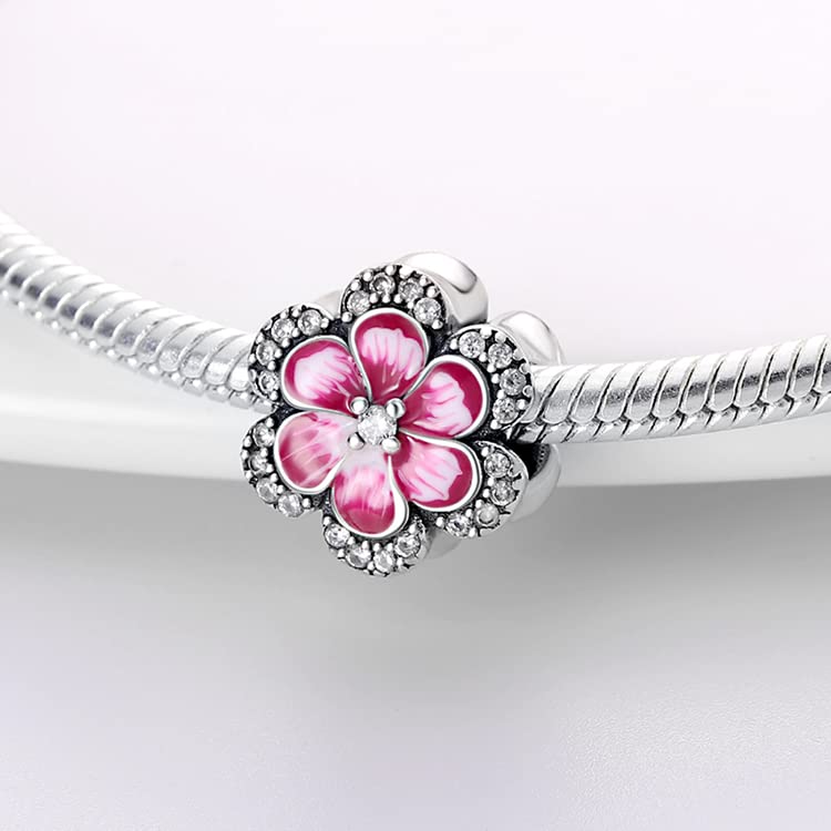 TINSLO Ciondolo Argento Sterling 925 con Cubic Zirconia Pendenti per Pandora Braccialetti, Compatibile con Braccialetti e Collane europei, perfetto Regali per Moglie e Ragazze B3