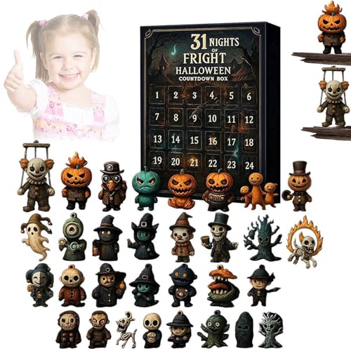 31 Nights of Fright Halloween Countdown Box with Figurines 2025 New Unusual Scary Dolls,Halloween Advent Calendar 2025,Horror Action Figures Mini Decorations Surprise Christmas Gifts(31 days)