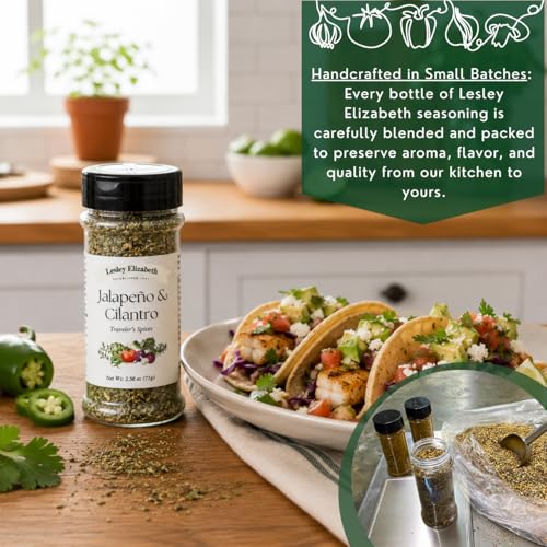 Image of Lesley Elizabeth Jalapeno & Cilantro Traveler's Spices - Spicy Mexican Seasoning Blend for Tacos, Chicken, Beef, Fish & Vegetables | Gourmet All-Purpose Cooking & Grill Rub