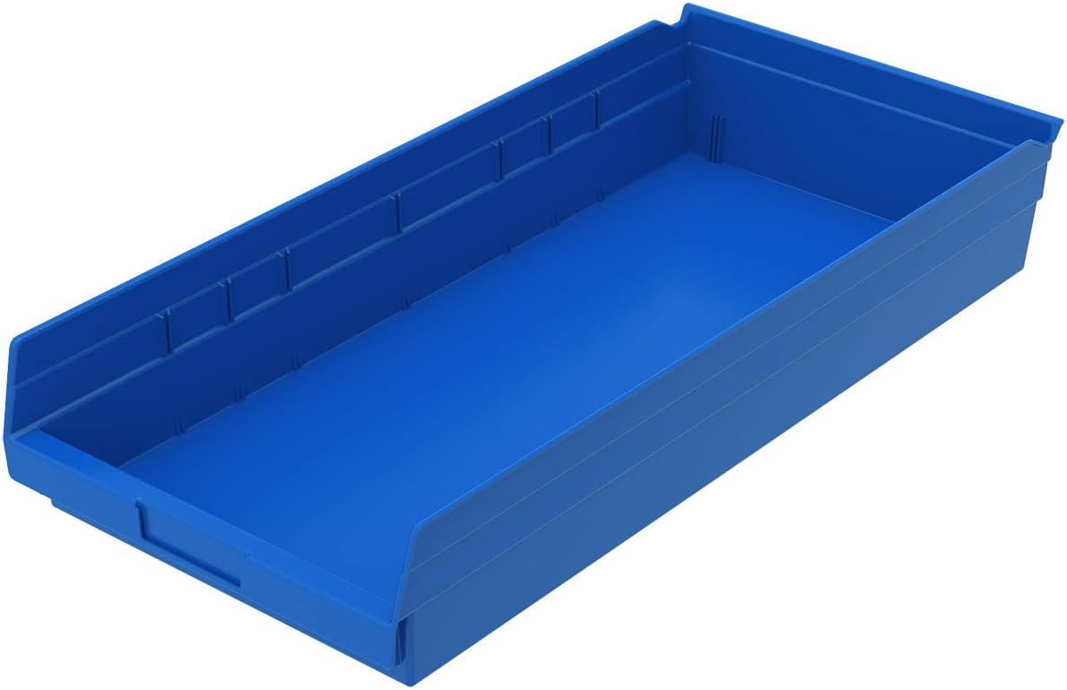 Akro-Mils 30174 Plastic Nesting Shelf Bin Box, (24-Inch x 11-Inch x 4-Inch), Blue, (5-Pack)