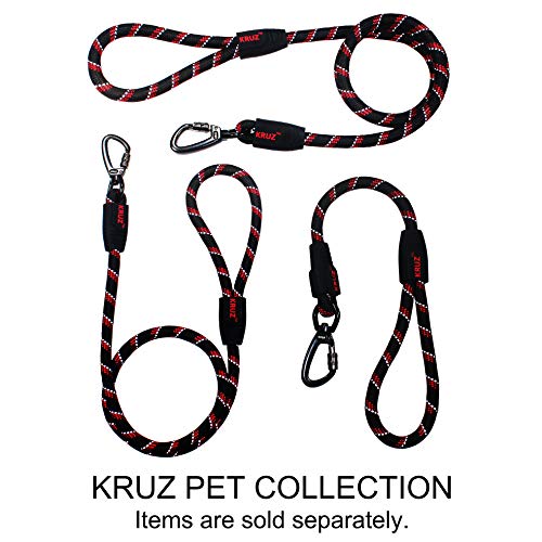Kruz Reflective Dog Leash - KZROPE5060-L8L - Soft Silicone Grip - Click & Lock Snap - Pet Walking, Running, Training - Heavy-Duty, Durable Rope - Security, Control and Comfort - Orange - 1/2" x 5 FT - Thumbnail 6