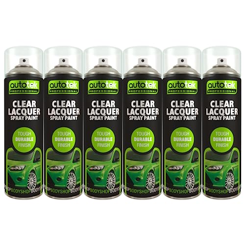 AutoTek Clear Lacquer Multi-Purpose Aerosol Spay Paint 500ml x6