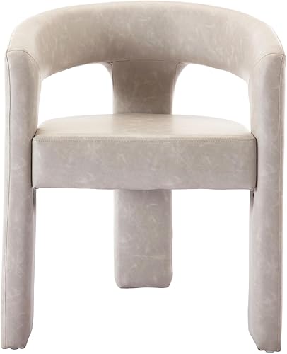 Miniatura 1 de Modern Barrel - Silla de comedor tapizada de piel sintética con brazos, cómoda silla auxiliar para sala de estar, oficina en casa, recepción, color