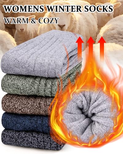 Image of Loritta Wool Socks for Women, Winter Warm Hiking Boot Socks Gifts