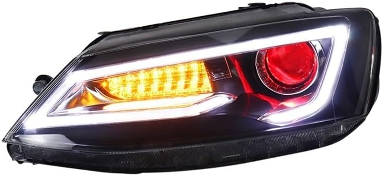 Car Styling Normal Demon Eyes 2 Editions with Moving Turn Signal Dual Beam Lens Compatible with VW Jetta Sagita 2012-2018