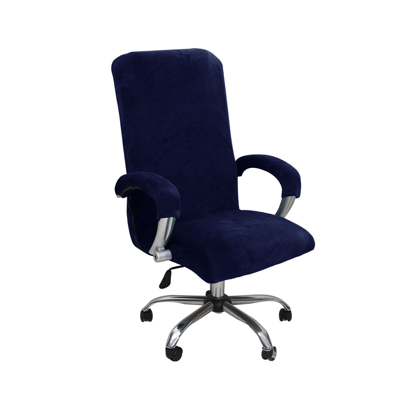 Coprisedia in velluto antiscivolo per sedia da ufficio, protezione elastica per sedie da ufficio, adatto per sedie da ufficio, colore blu navy e grandi dimensioni, elegante bianco e facile da pulire