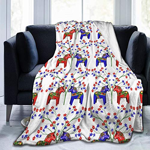 Comfy Soft Swedish Dala Blanket
