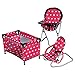 The New York Doll Collection Doll mega set chaise haute, 3-1 transat et pack n play de couleur rouge pour poupées de 18 pouces / 46 cm