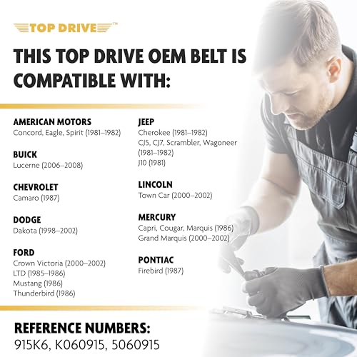 Image of Top Drive, 6PK2325, Premium Engine EPDM Serpentine Belt, 92.09 inch Length | 6-Rib, Automotive Replacement Serpentine Belt, Equivalent References K060915 and 5060915