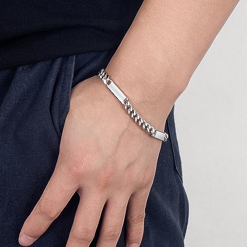 H&Beautimer Men 925 Sterling Silver Bracelet Handmade Link Chain Women 0.24 inch Curb Cuban Chain 7" 7.5" 8" 8.5" 9" Jewelry Gift4