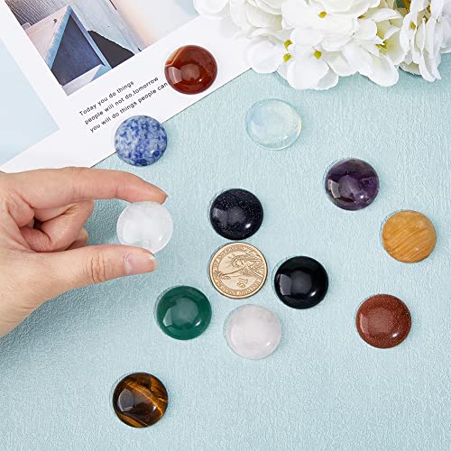 SUPERFINDINGS 12Pcs 12 Styles Natural Cabochon Gemstone 25mm Half Round Dome Flatback Quartz Stone for Necklace Jewelry Making DIY Craft Handmade - Image 3