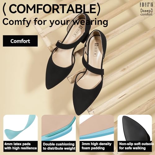Image of IDIFU IN2 Women's Pumps Closed Pointed Toe Low Block Chunky Comfort Heels | Strappy Wedding Bride Bridesmaid Prom Graduation Business Dress Shoes Trendy Comfortable Formal Cute 2 inch Short Small Heel