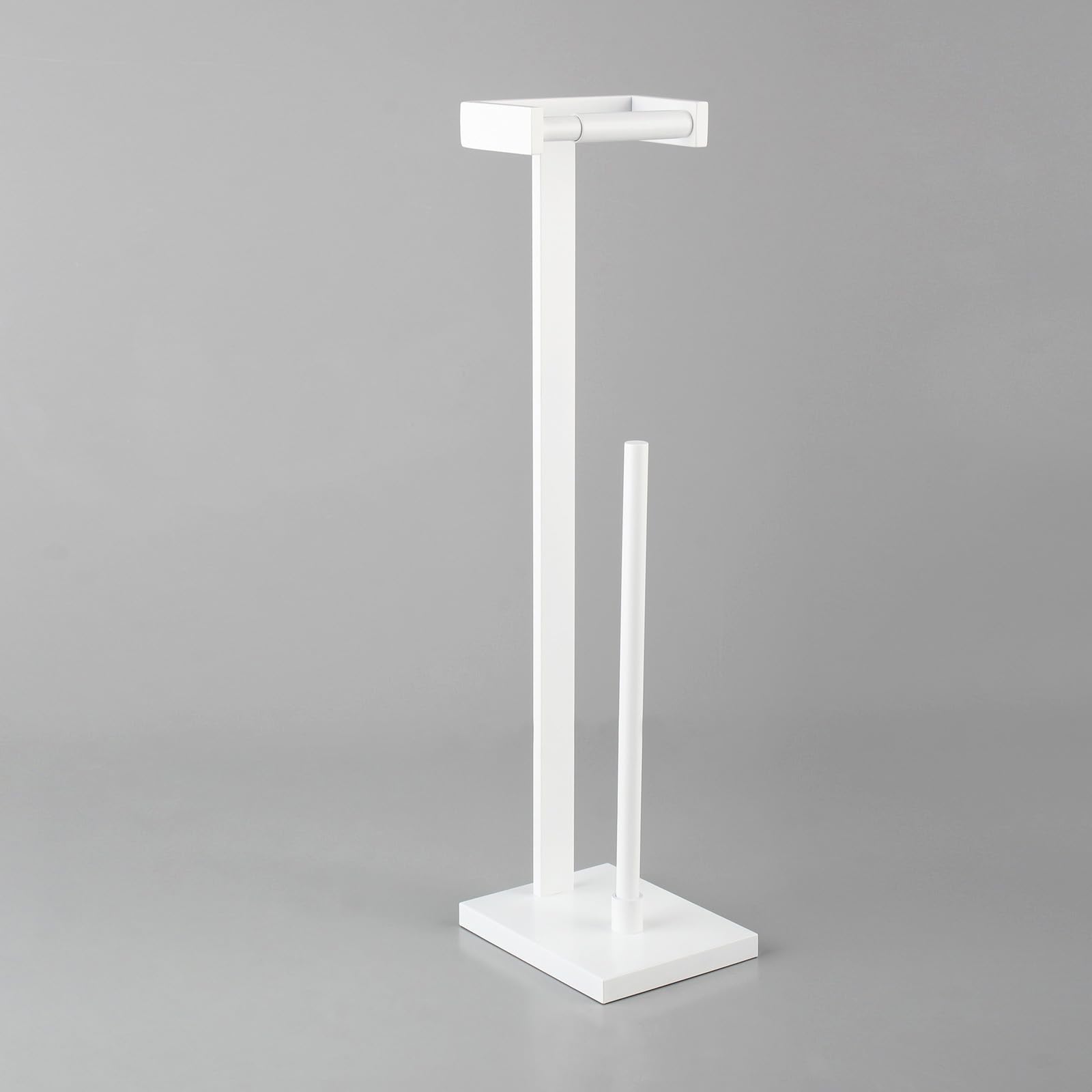 Photo 1 of GERZWY Bathroom Toilet Paper Holder Stand SUS 304 Stainless Steel Free Standing Tissue Roll Holder, White