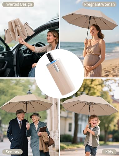 Rechargeable Electric Travel Umbrella, Auto Open Close Windproof - image 6