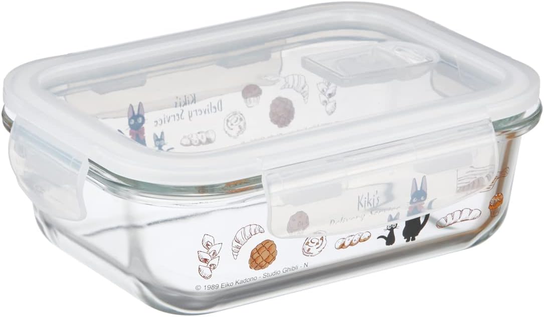 Skater GBST7-A Heat-Resistant Glass Storage Container, Kiki's Delivery Service, 22.0 fl oz (650 ml), M, Lid Valve Included, 4-Point Lock