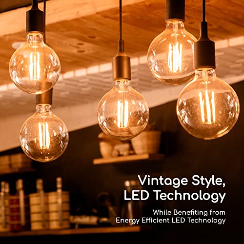 Euri Lighting Vg25-3020Ea, Dimmable Led G25 Globe Filament, 7W (75W Equal), Warm White (2200K), 600Lm, 80Cri, 320° Beam, Amber, E26, 120V, Wet Rated Ul Energy Star, 3Yr, 15K Hr Wty, Once Count #TOP3