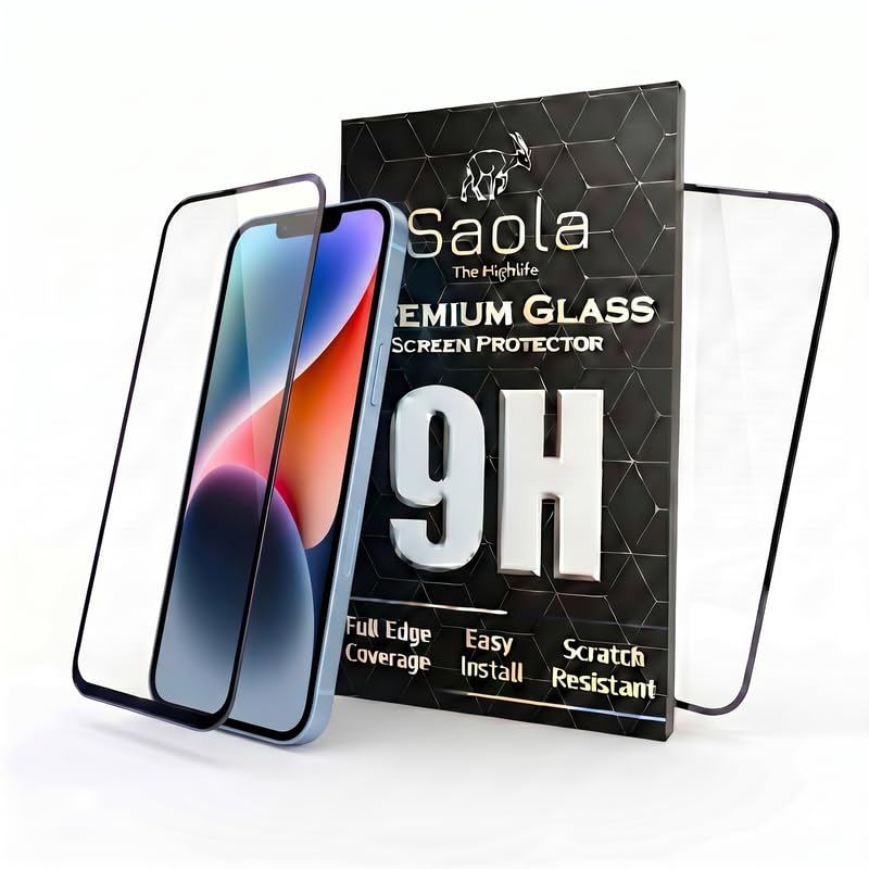 Image of Saola HD+ Oleophobic Tempered Glass For Apple Iphone 13 mini (PACK OF 1) with Hassle-less Installation Kit. Full screen Coverage. 5.4 inch