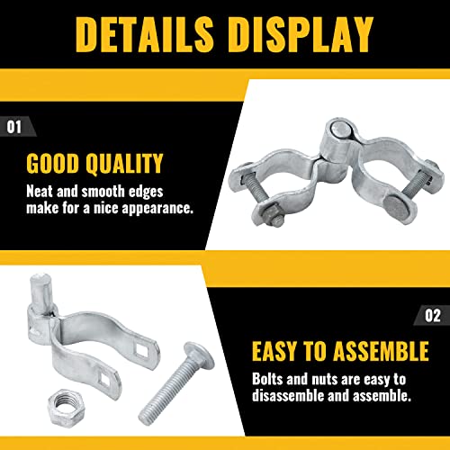 Image of VIVIDA 1-3 /8 inch Chain Link Fence Gate Hinge Kit, Pipe Gate Hinge, 2 Set