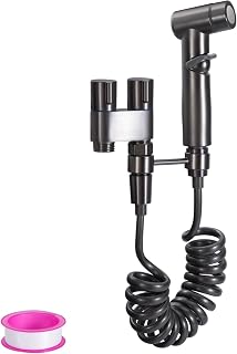 Bidet Handbrause für Toilette Bidet Set Edelstahl mit Wasserhahnspender Schlauch Bidet Brause Geeignet zum Waschen von Haustieren, Reinigen des Badebadeers (Gris)