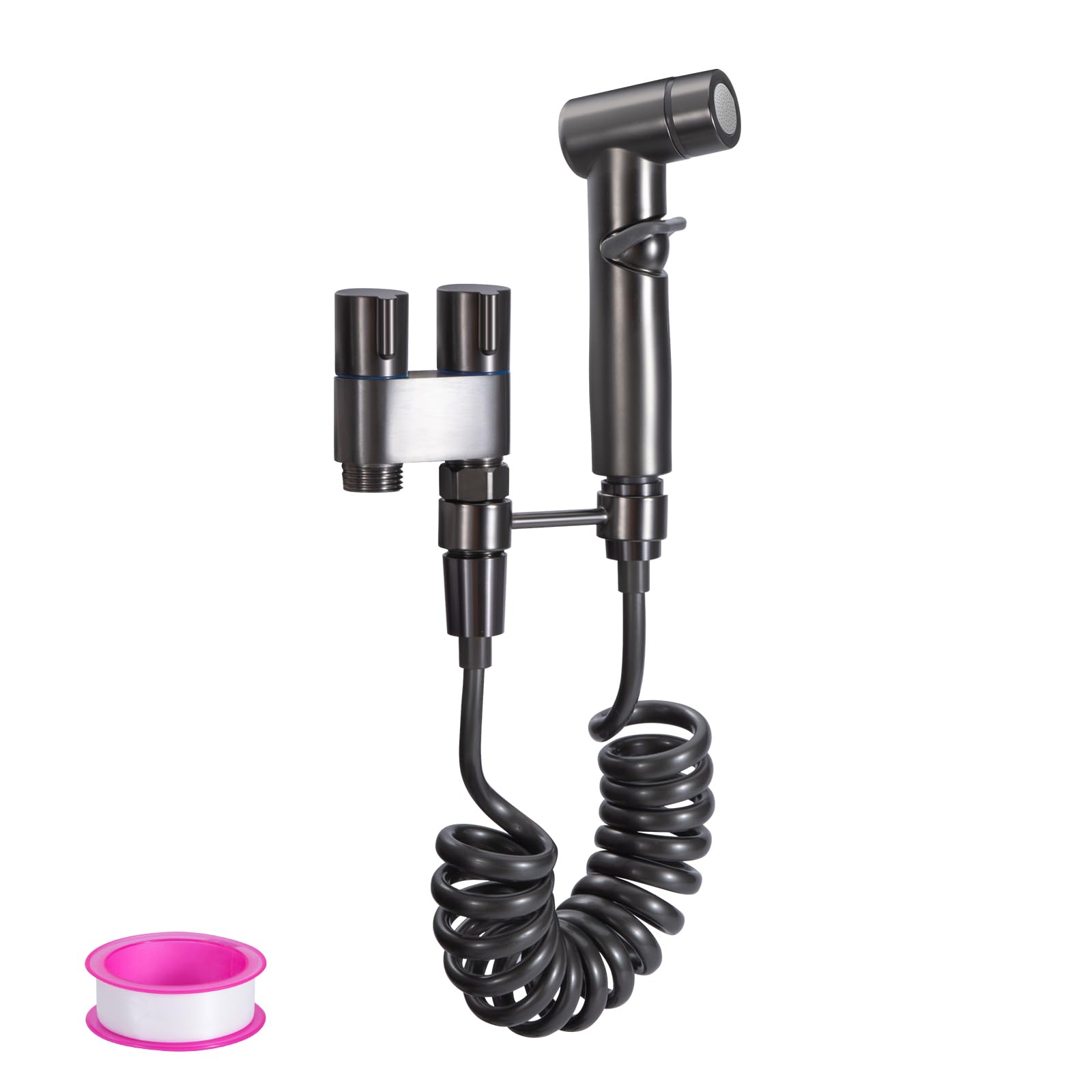 Douchette Wc Kit De Pulvérisateur De Toilette Pour Bidet Douchette à Main Bidet en Acier Inoxydable Avec Tuyau en ABS pour l'Hygiène Personnelle Quotidienne Lavage Animal Domestique (gris)