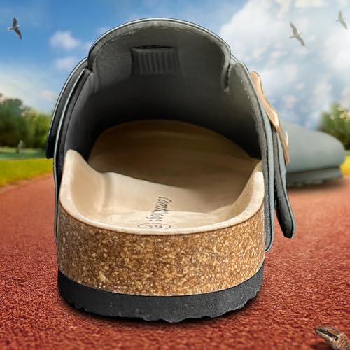 Image of BULLIANT Women Mules Clogs-Memory Foam Cushioned Cork Footbed-Fleece Lined | Unisex | Adjustable Fit | Memory Foam Cushioning | Wet-Resistant PU Shoes for Nurses & Housekeepers
