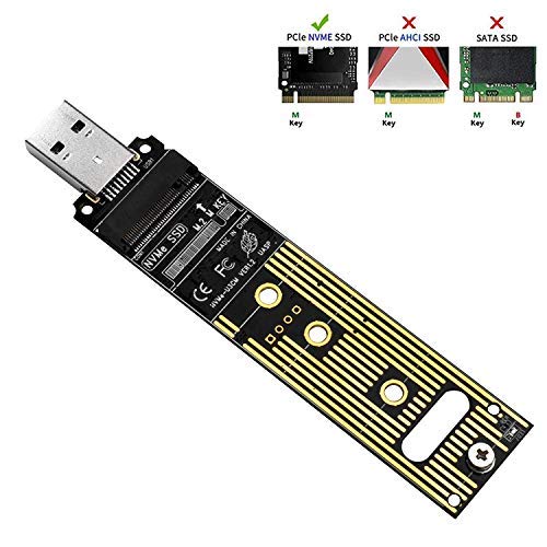 QNINE NVME - Adaptador USB M.2, no necesita cable, llave M.2 PCIe SSD M a lector USB 3.0 externo Cover